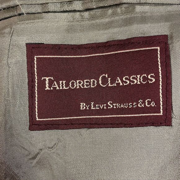 VTG Levi Strauss Tailored Classic Wool Tweed Sport Coat 2 Leather Button Men 44R - Picture 11 of 16